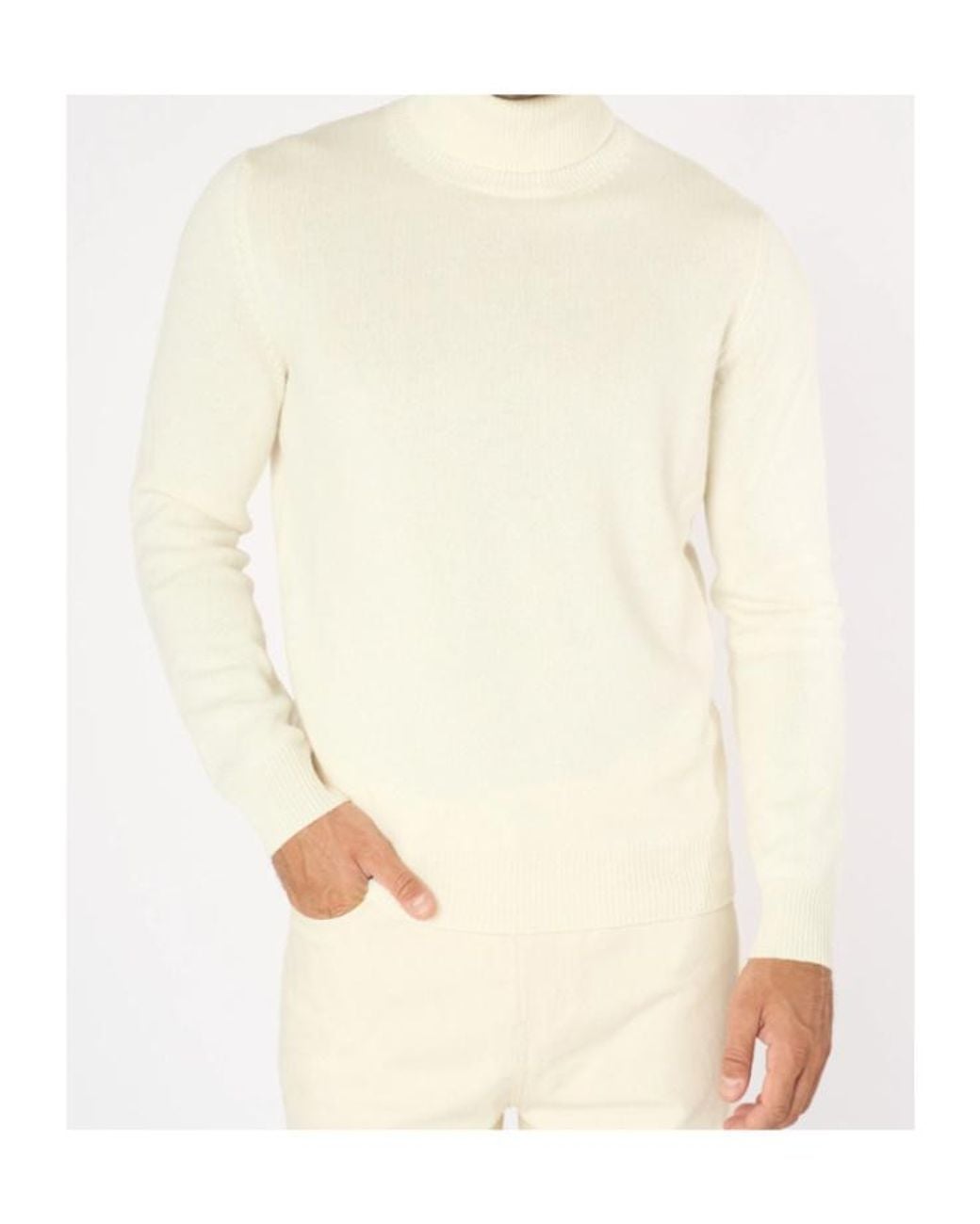 Malo White Turtleneck Straight Hem Jumper for men