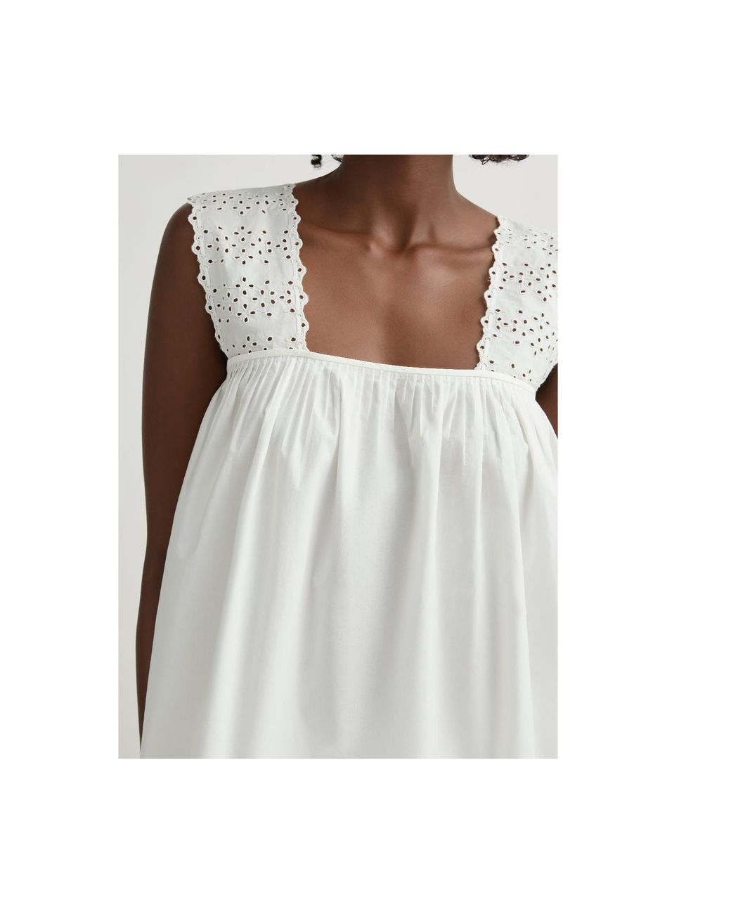 Posse White Harriet Broderie Strap Top
