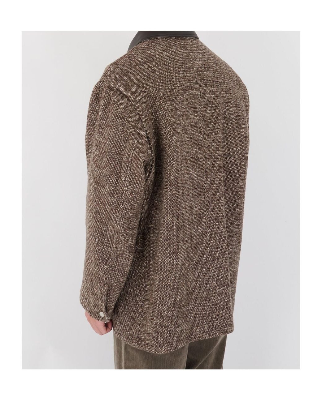 Auralee Brown Tweed Zip-Up Casual Jacket for men