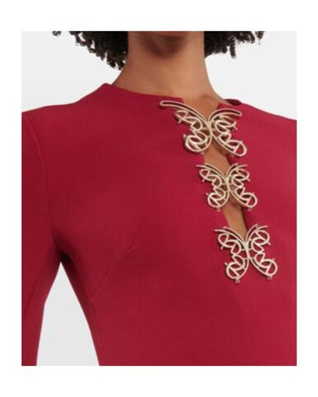 Elie Saab Red Embellished Crêpe Gown