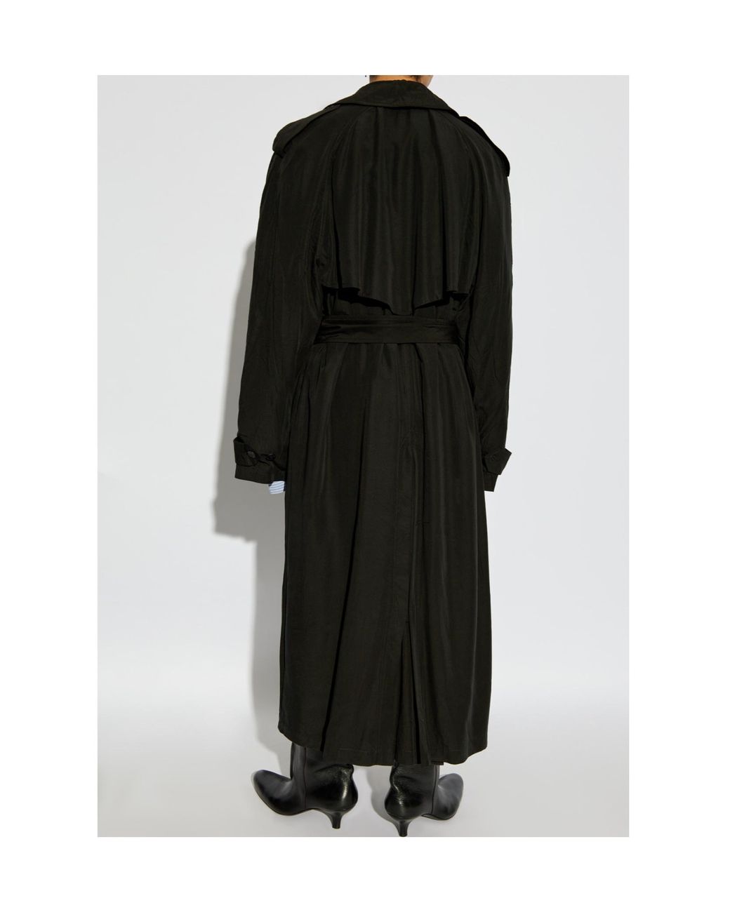 Balenciaga Black Belted Button-Up Trench Coat for men