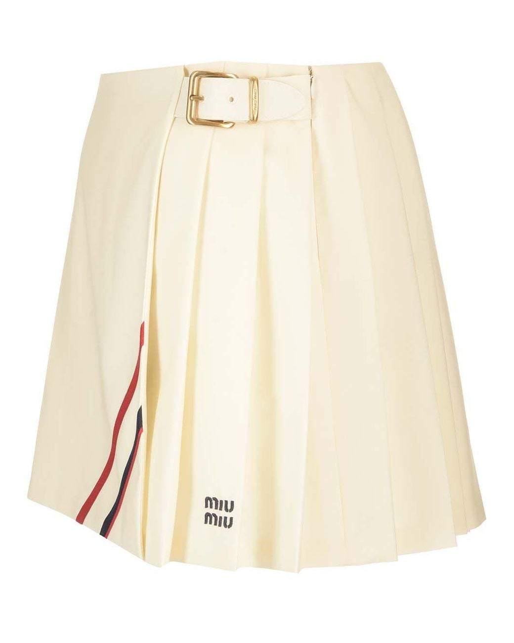 Miu Miu Natural Pleated Mohair Canvas Skirt