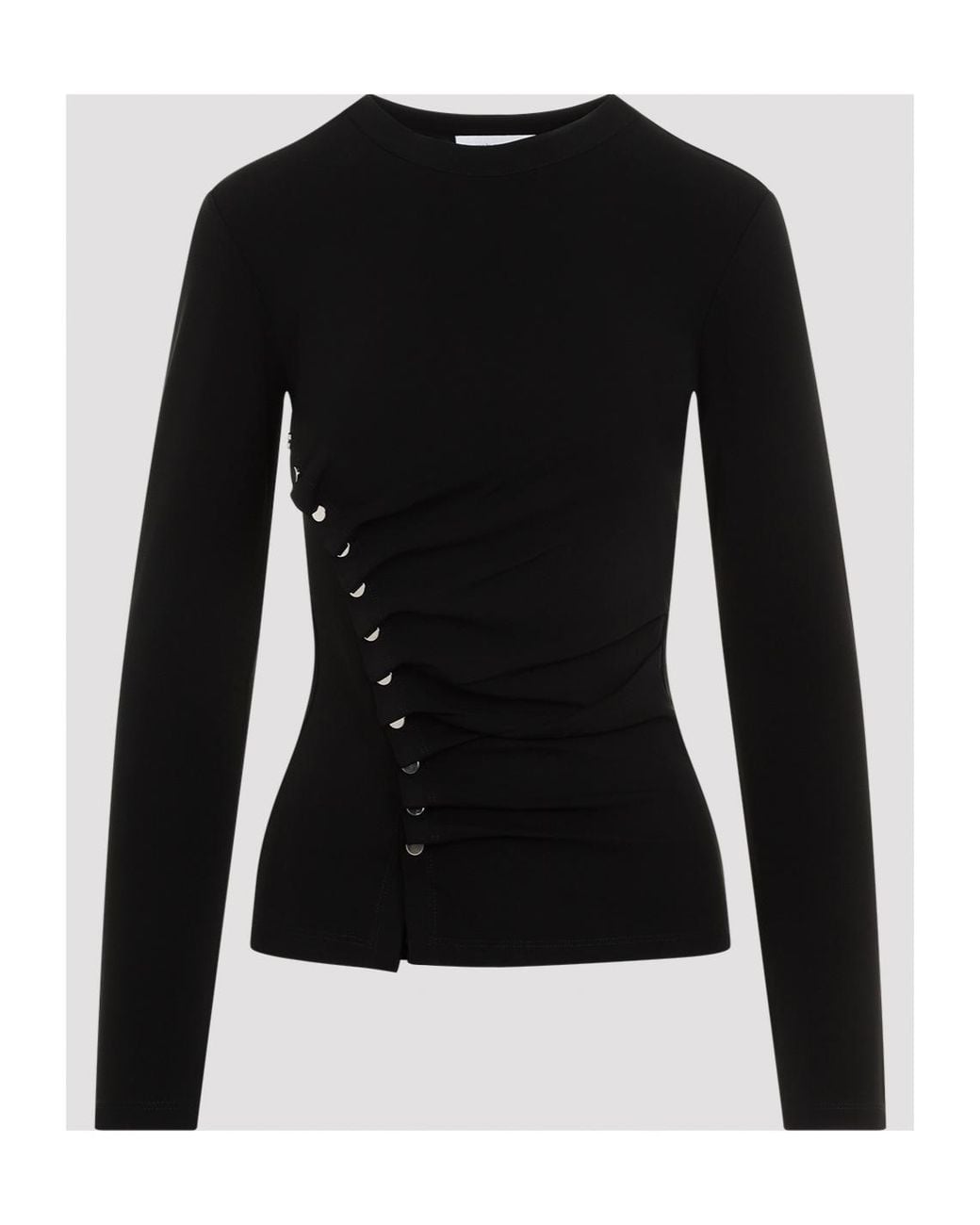 Rabanne Black Long Sleeved Button-Detailed Top