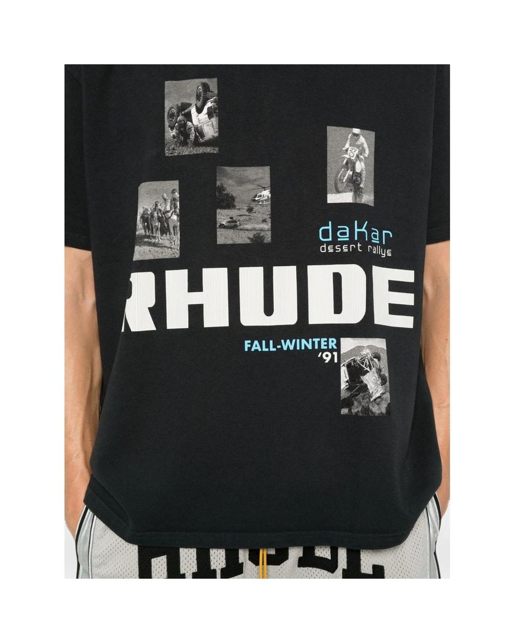 Rhude Black Short Sleeved Logo Printed T-Shirt for men