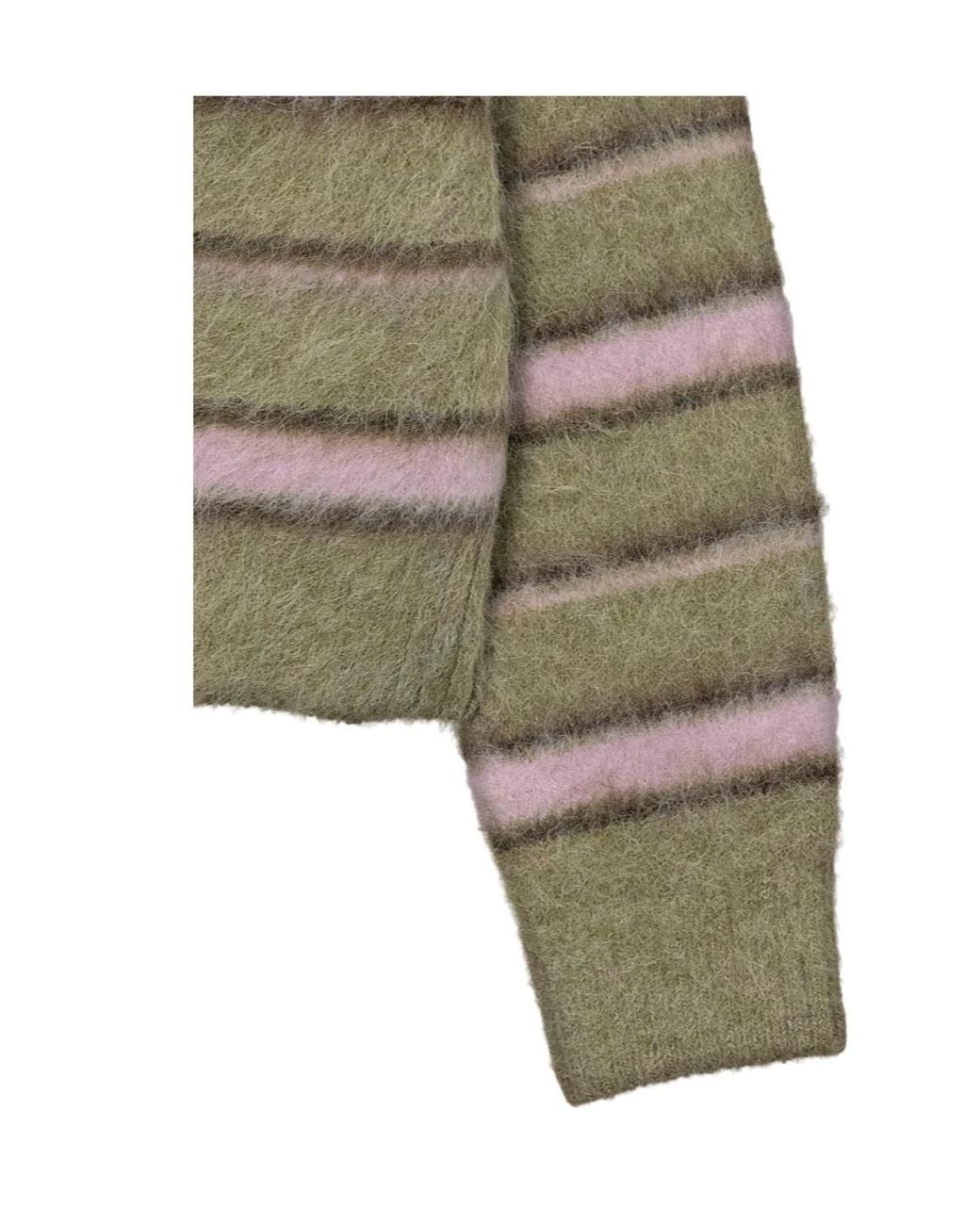 DUNST Green Striped Hairy Sweater for men