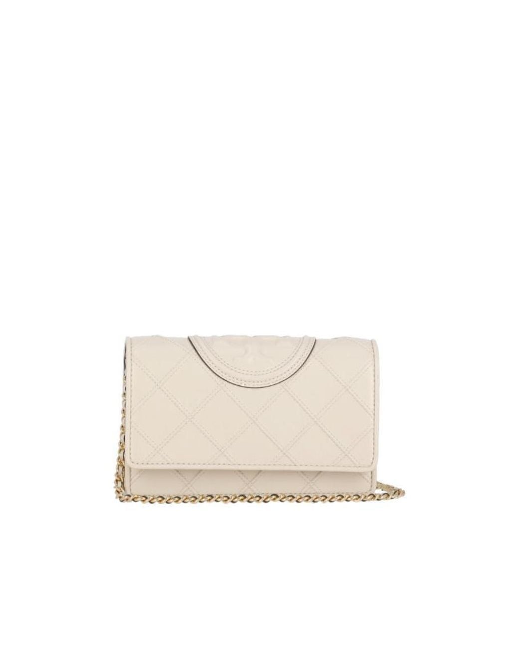 Tory Burch White Fleming Soft Chain-Linked Wallet