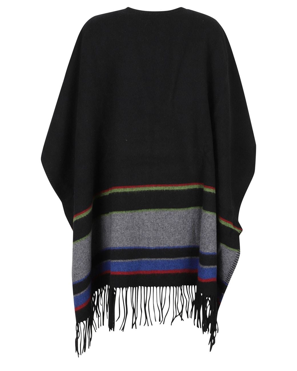 Fay Black Striped Fringed Cape