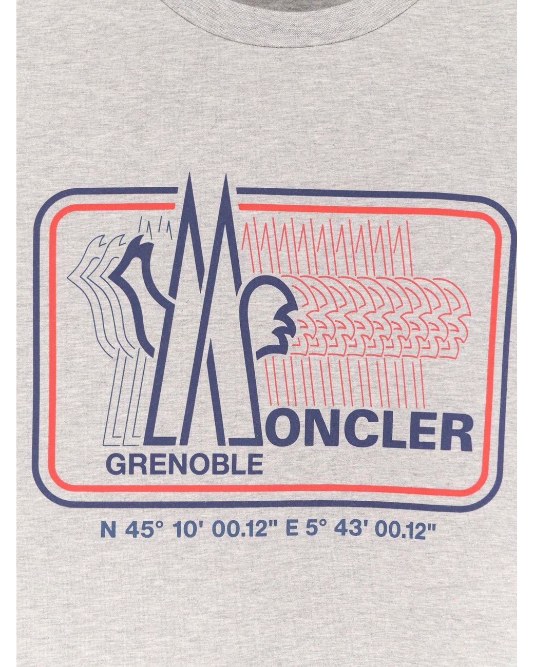 Moncler Gray Grenoble Logo Printed Crewneck T-Shirt for men