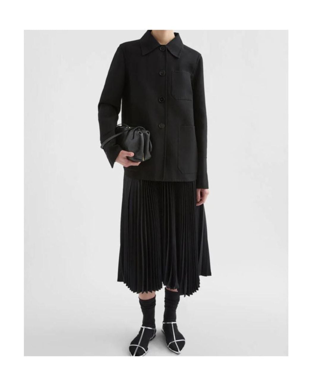 Jil Sander Black Button-Up Curved Hem Shirt Jacket