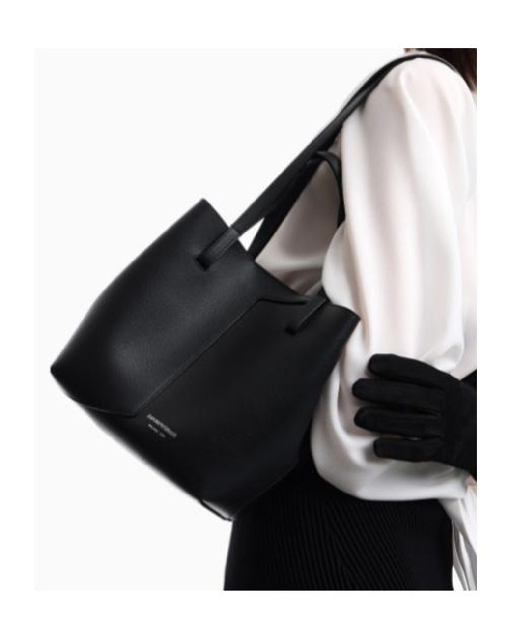 Emporio Armani Black Logo-Print Leather Shoulder Bag