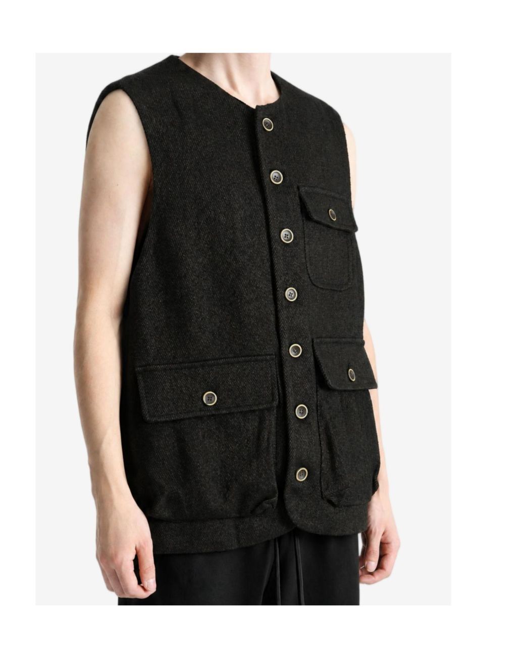 Uma Wang Black Single-Breasted Vest for men