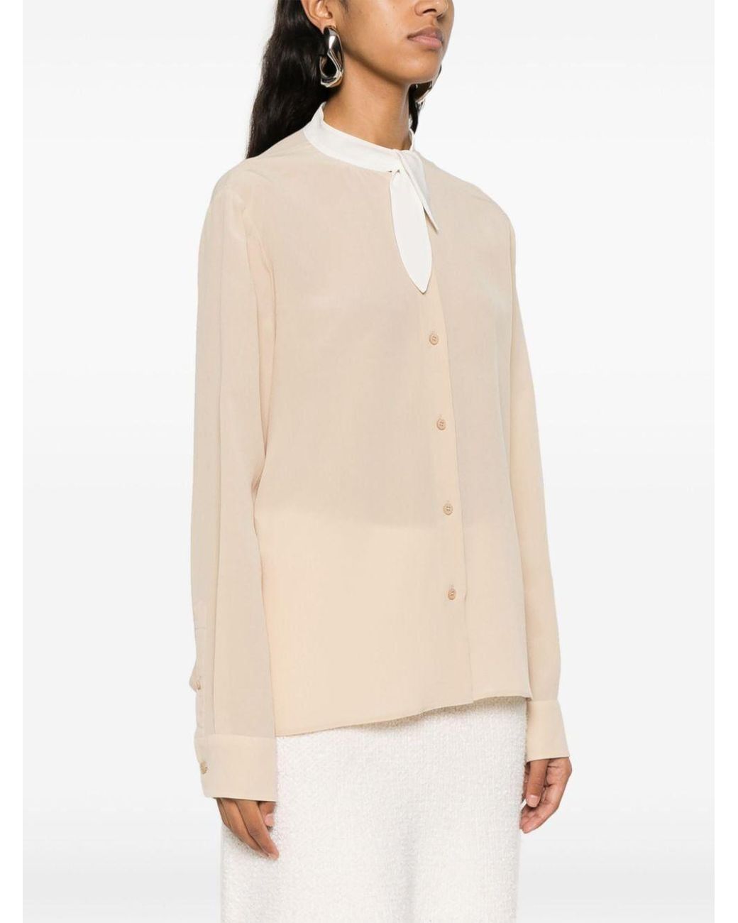 Prada White Tie-Fastened Button-Down Shirt