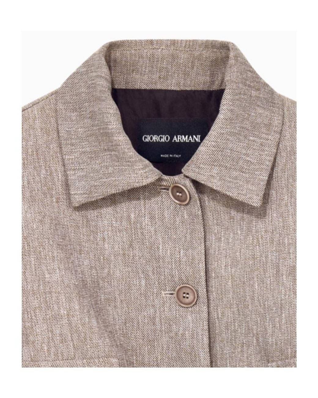 Giorgio Armani Gray Cropped Twill Caban Coat