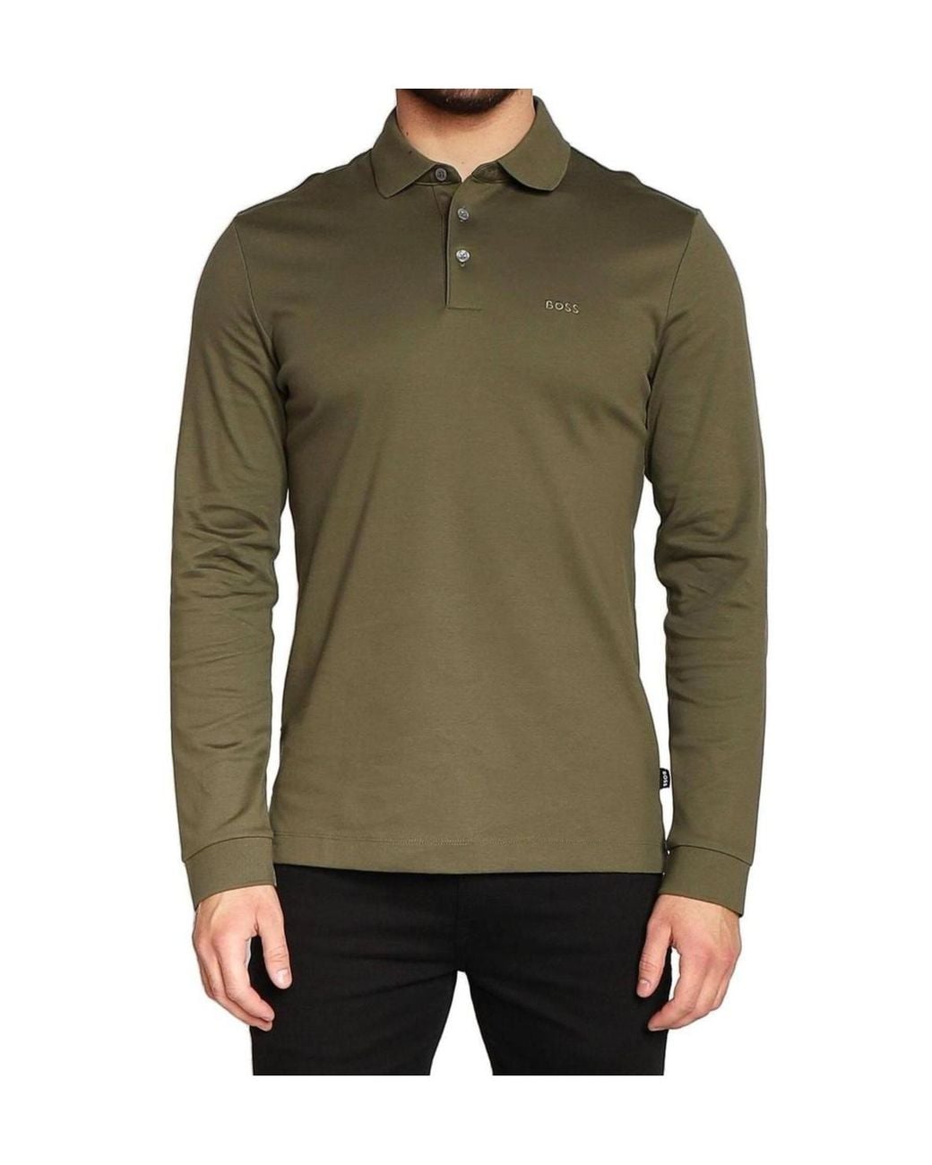Boss Green Textured Cotton Polo Shirt for men