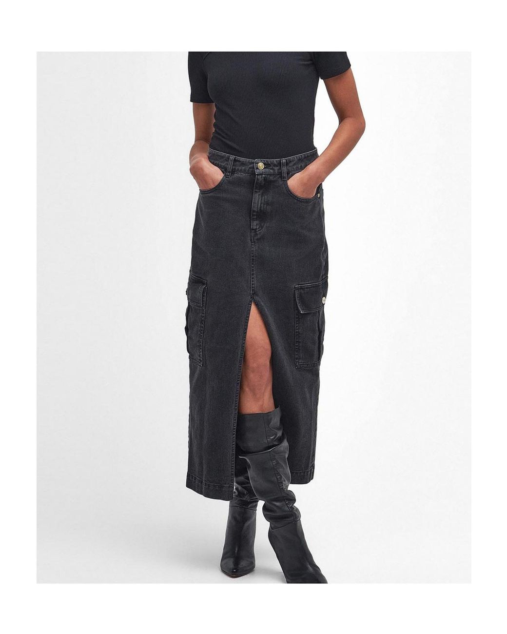 Barbour Gray Tamsin Cargo Midi Skirt