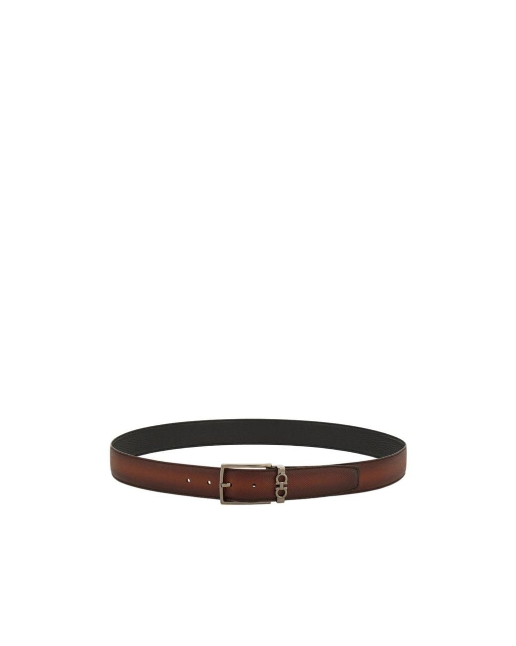 Ferragamo White Ferragamo Reversible Leather Belt for men