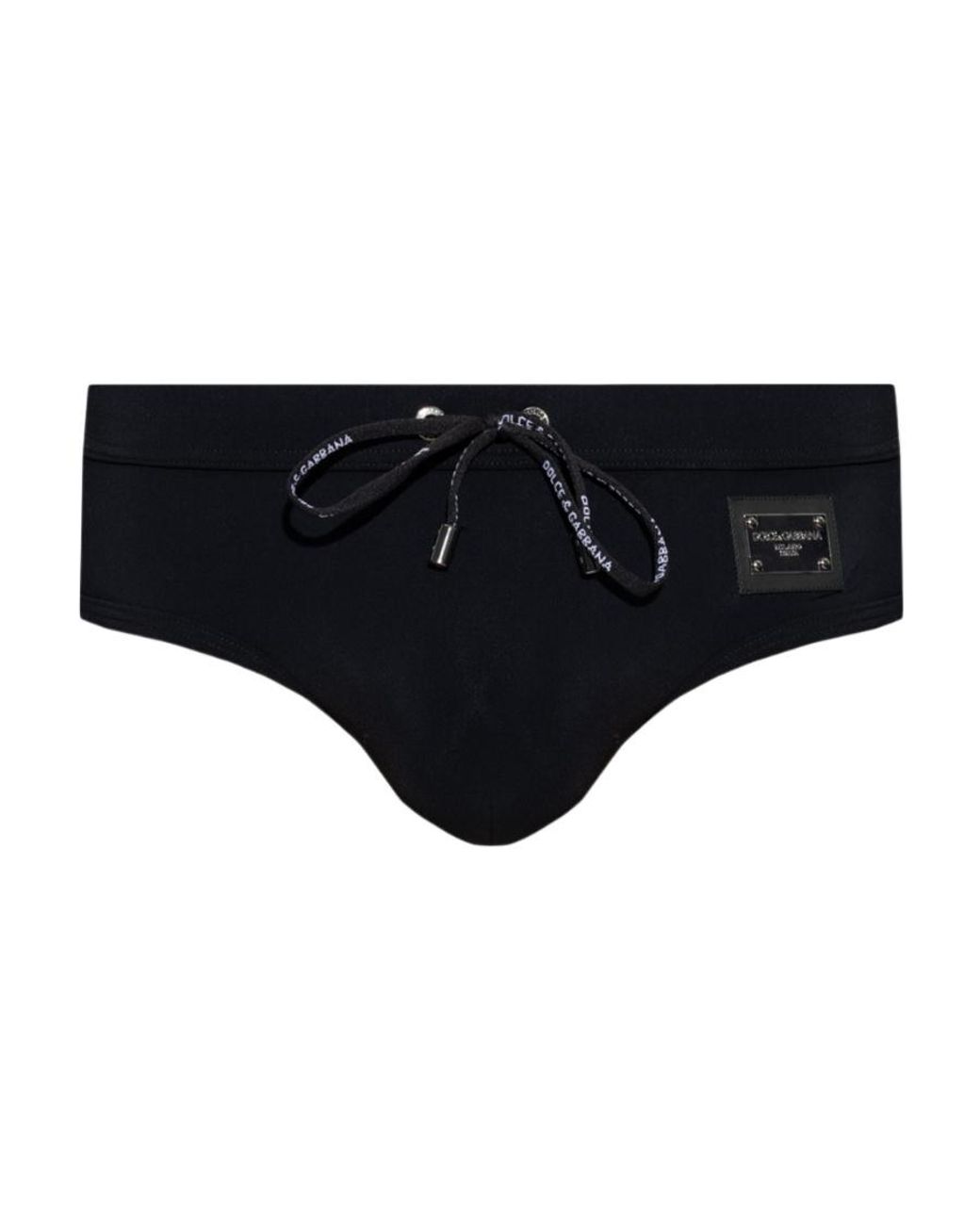 Dolce & Gabbana Black Logo-Patch Drawstring Briefs for men