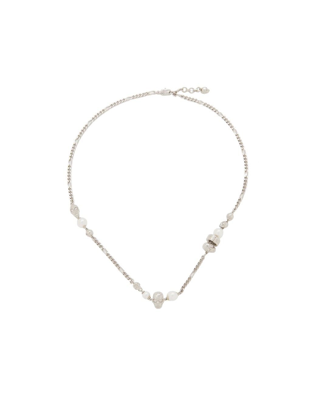 McQueen White Skull Embellished Necklace for men