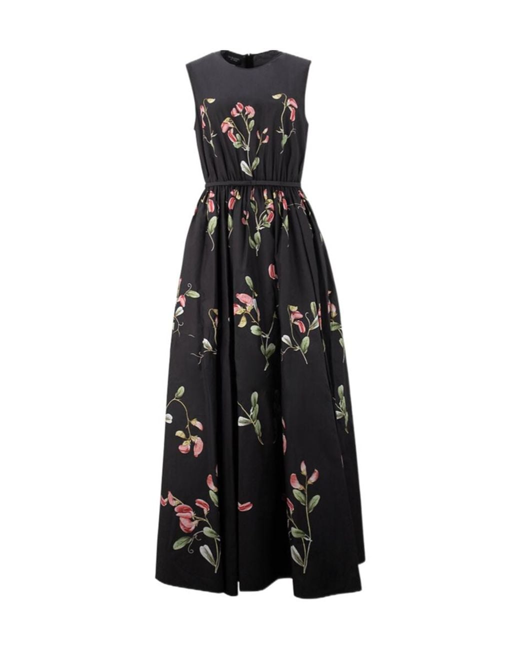 Giambattista Valli Black Carnation Long Sleeveless Poplin Dress