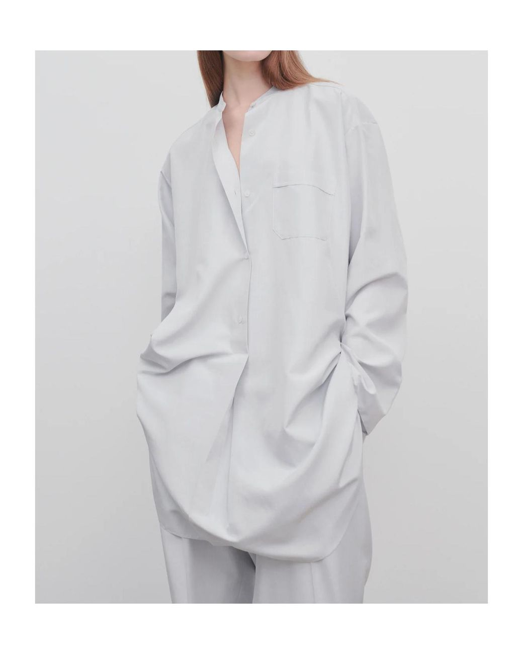 The Row White Long-Sleeve Silk Shirt
