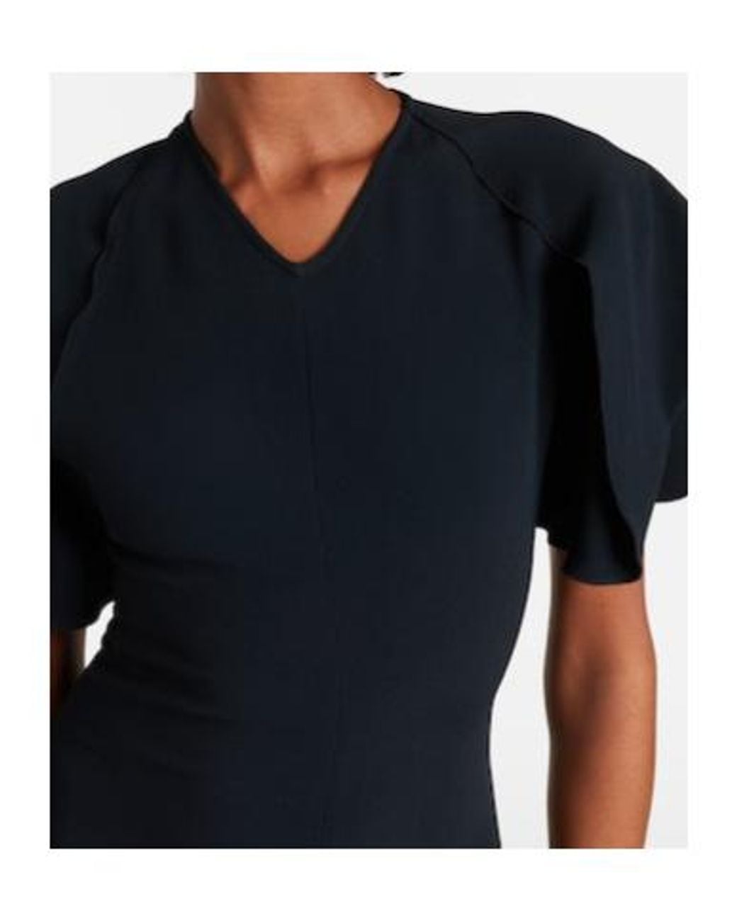 Victoria Beckham Black Asymmetric Draped Cady Midi Dress