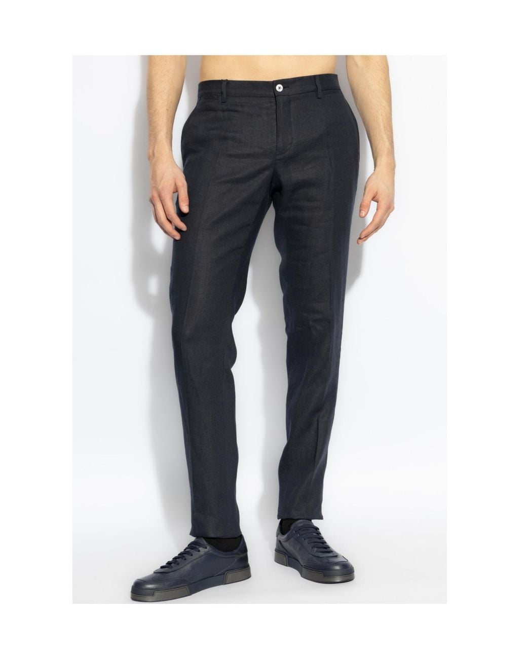 Dolce & Gabbana Blue Pressed Crease Tailored Pants for men
