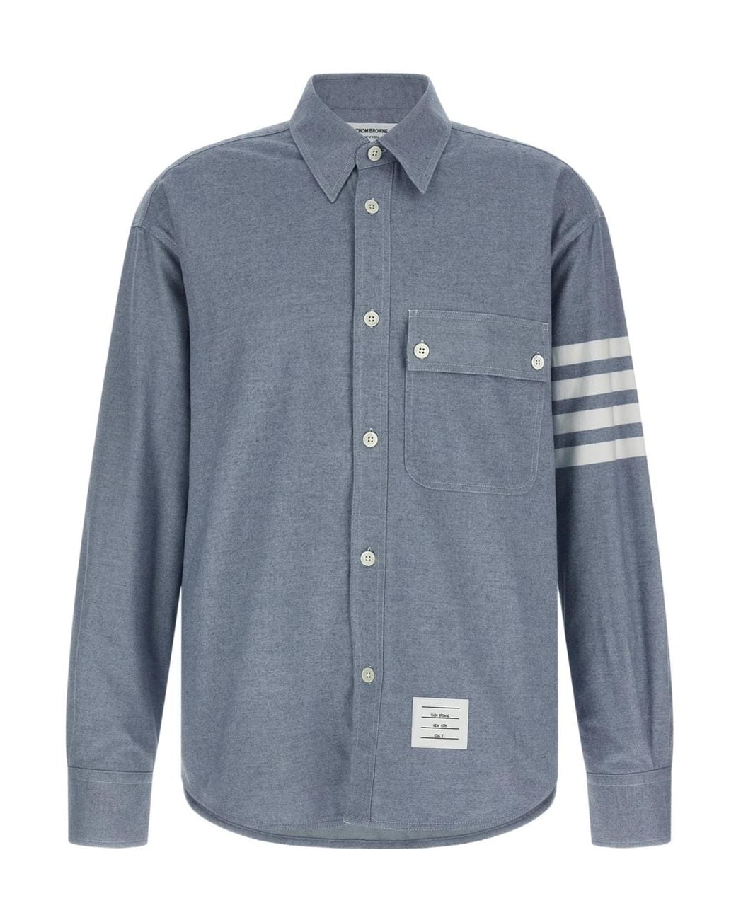 Thom Browne Blue Bar Flannel Shirt for men