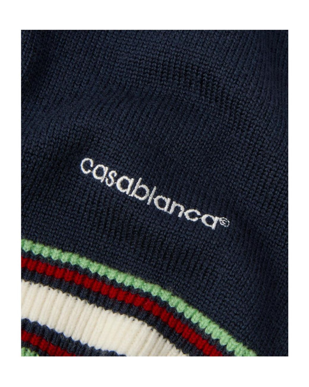 Casablanca Blue Embroidered-Logo Striped Shorts