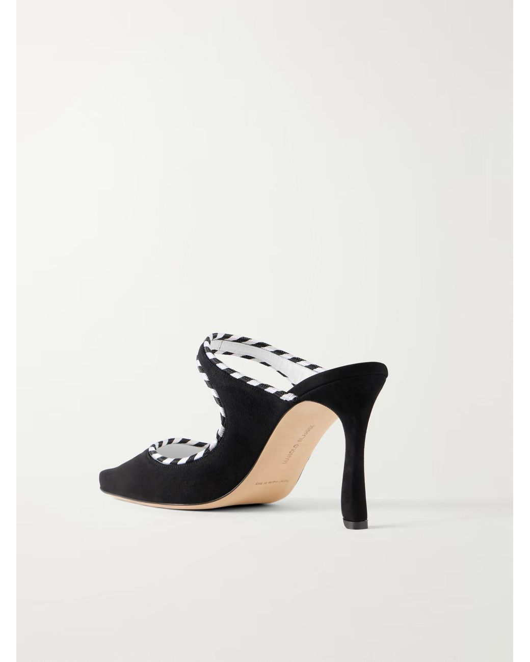 Manolo Blahnik Black Solid Color Suede Mules