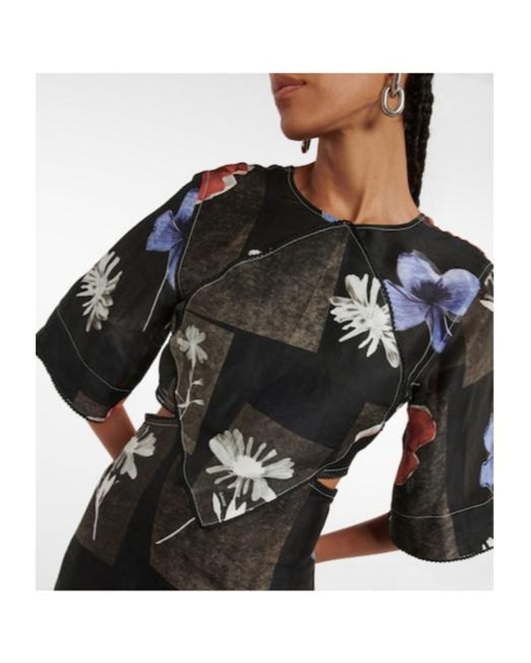 Ganni Black Long Dress With Geometric Patterns