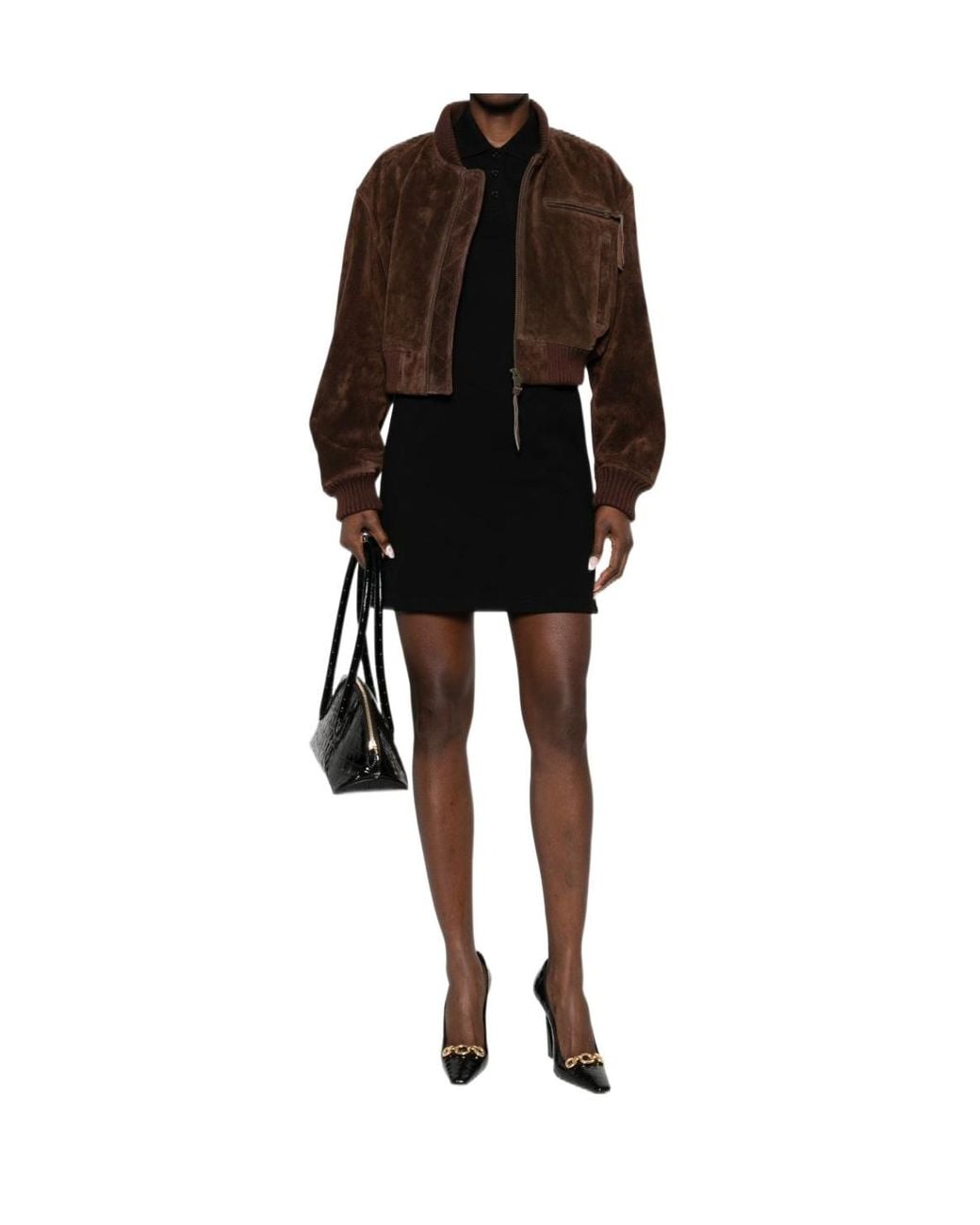 Saint Laurent Black Logo Embroidered Short-Sleeved Dress