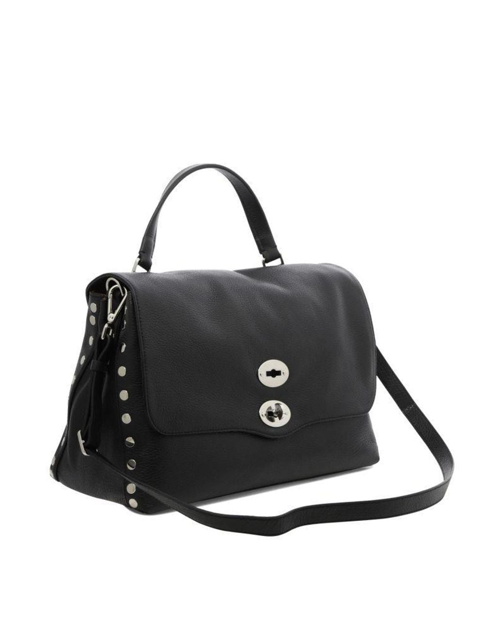 Zanellato Black Postina Twist-Lock Medium Tote Bag