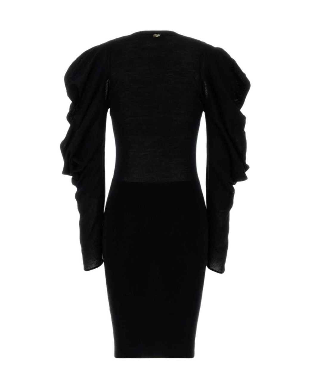 Blumarine Black Ruffled-Sleeve Knitted Dress