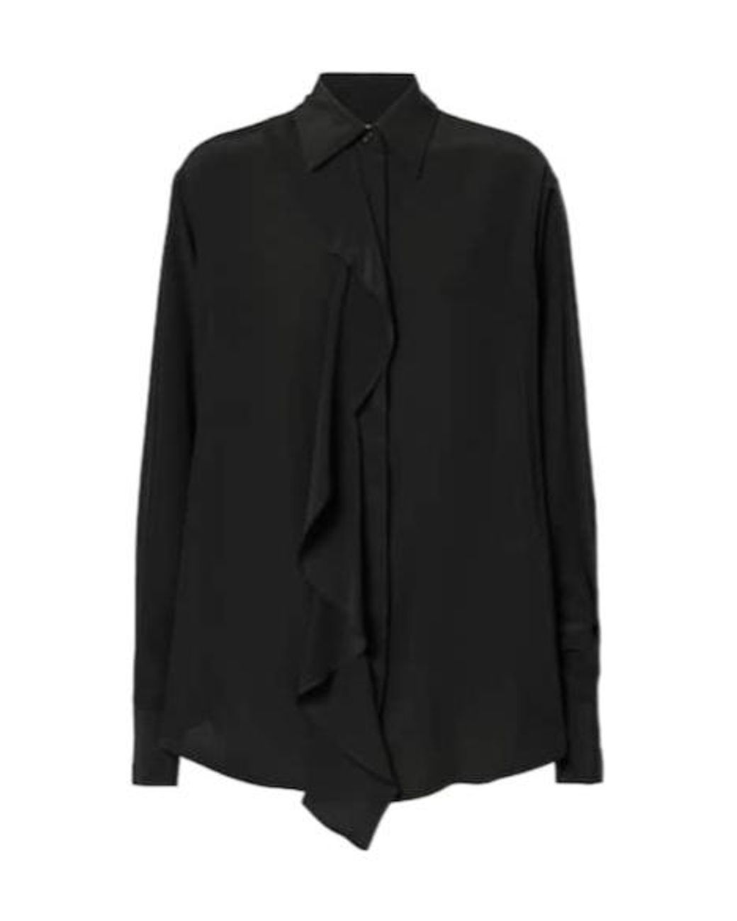 Victoria Beckham Black Ruffled Silk Blouse