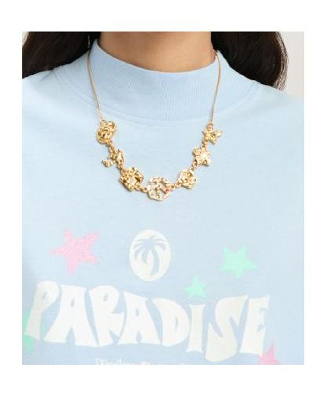 Palm Angels Blue Paradise Palm Printed Drop Shoulder T-Shirt