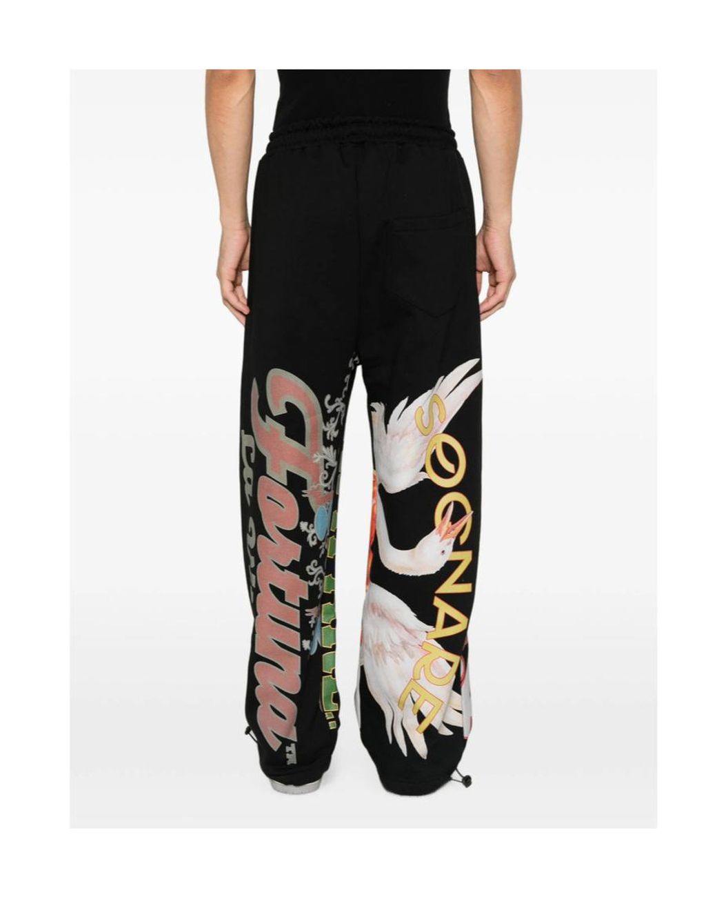 PDF CHANNEL Black Graphic-Print Track Pants for men