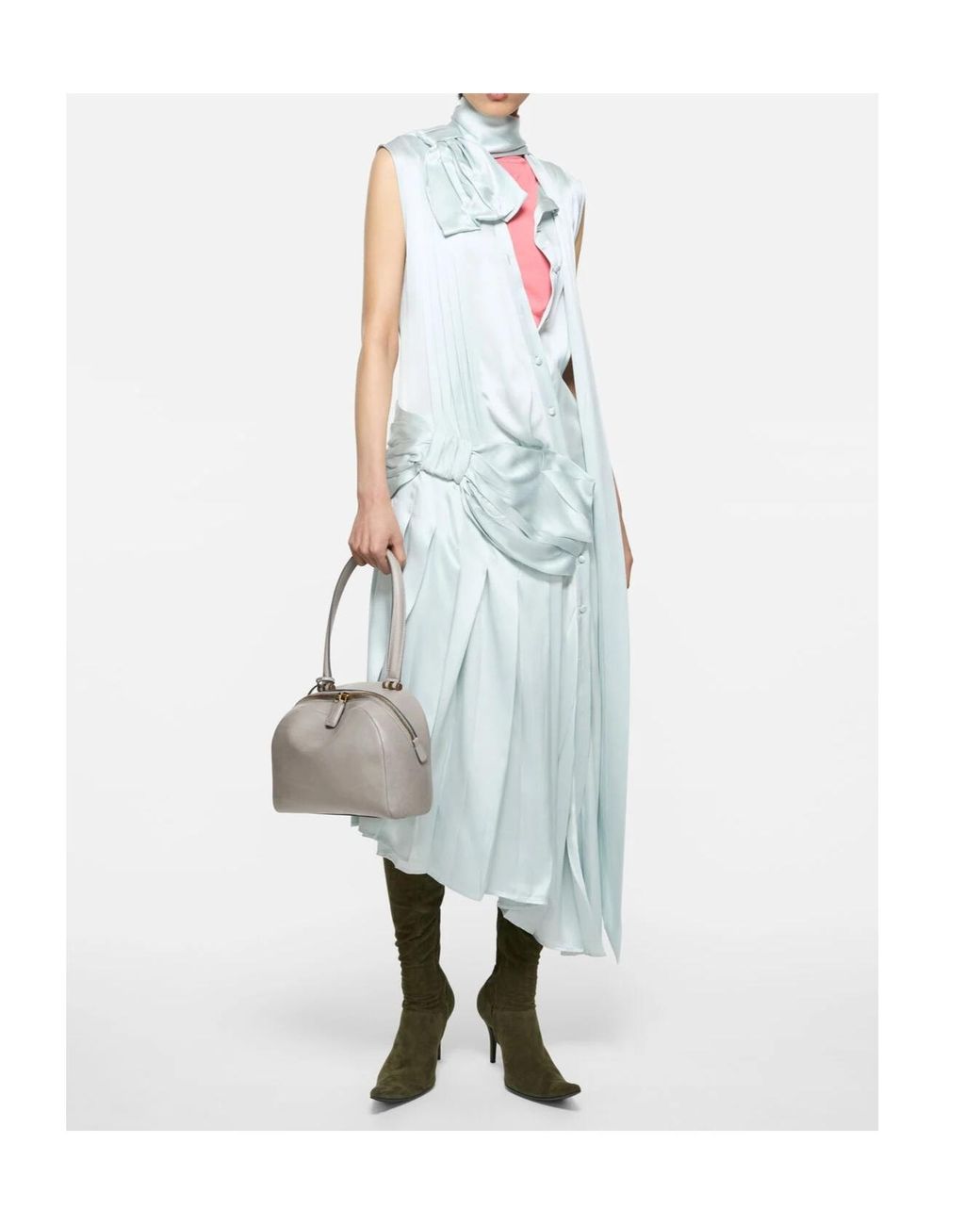 Acne Blue Silk Dress With Bows