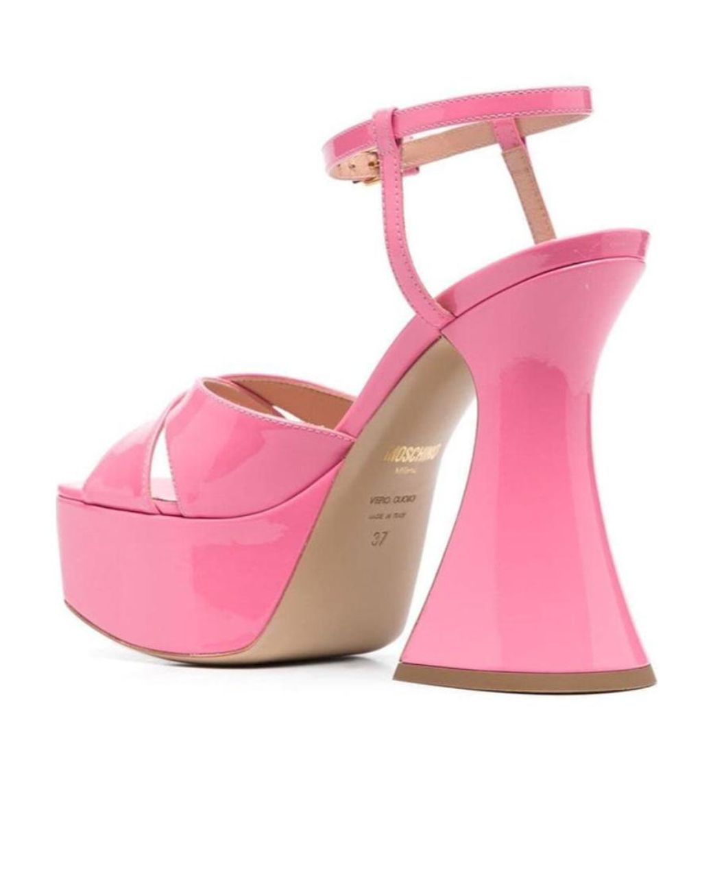 Moschino Pink Crossover Strapped Platform Sandals