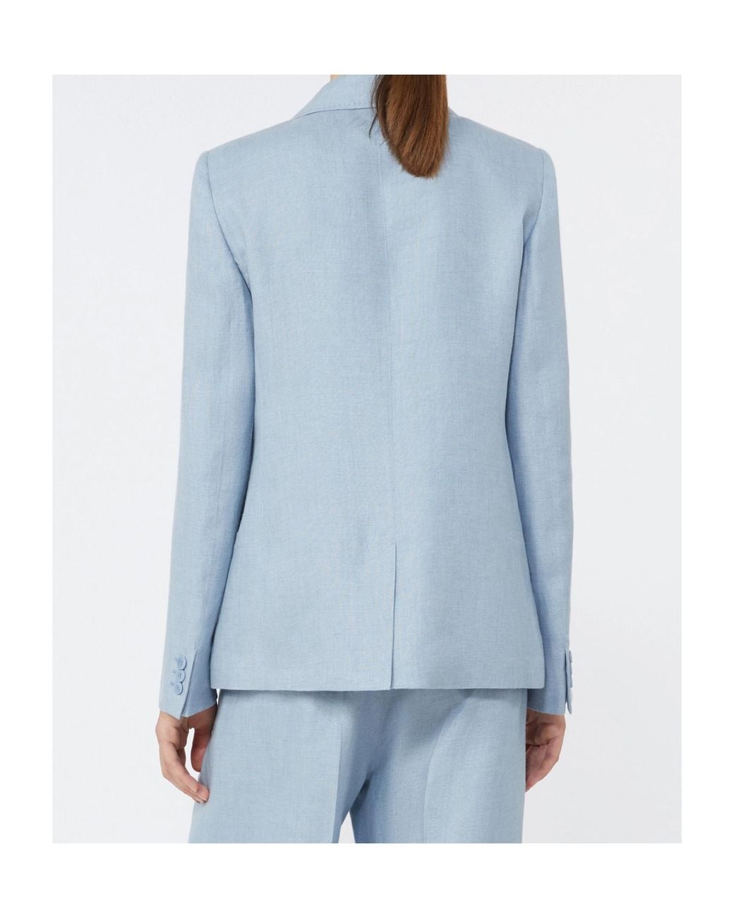 Weekend by Maxmara Blue Single-Breasted Linen Blazer