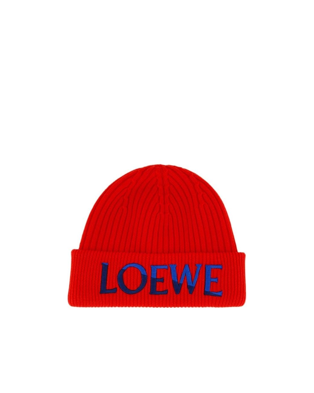 Loewe Logo-Embroidered Ribbed-Knit Beanie Hat