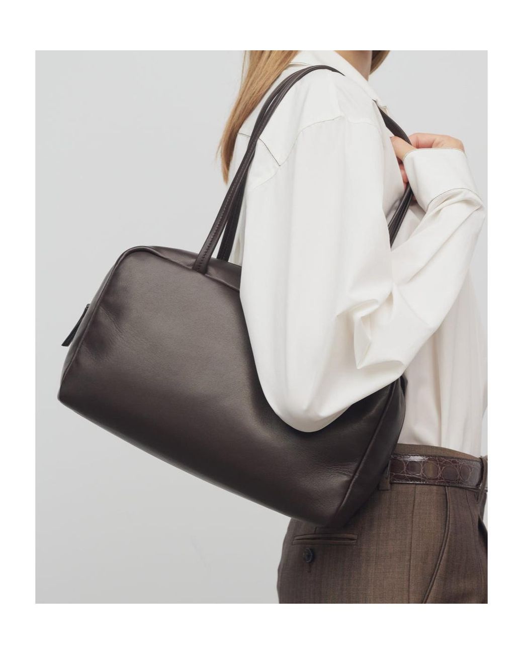 The Row Black Astra Zip-Up Shoulder Bag