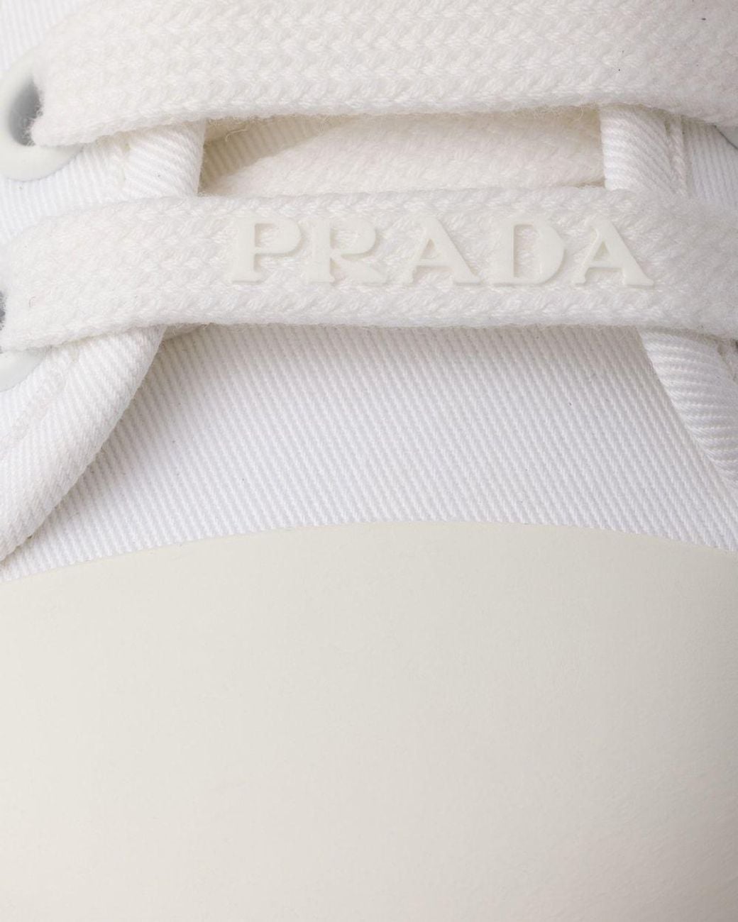 Prada White Triangle-Logo Canvas Sneakers