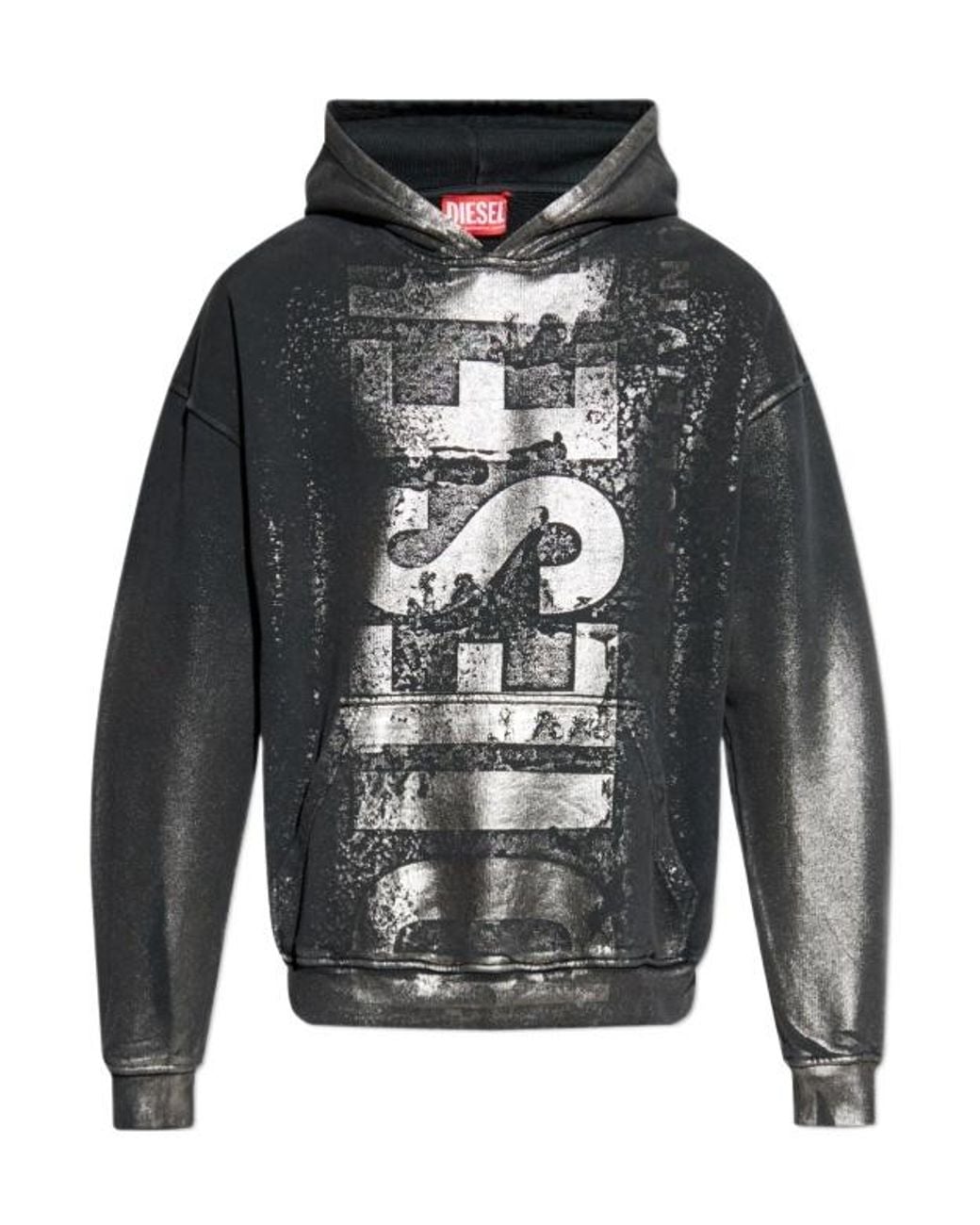 DIESEL Gray S-Boxt-Hood-Q6 Logo-Printed Hoodie for men