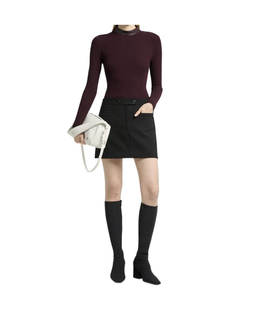 Courreges Purple Courrèges Logo Patch Ribbed Top