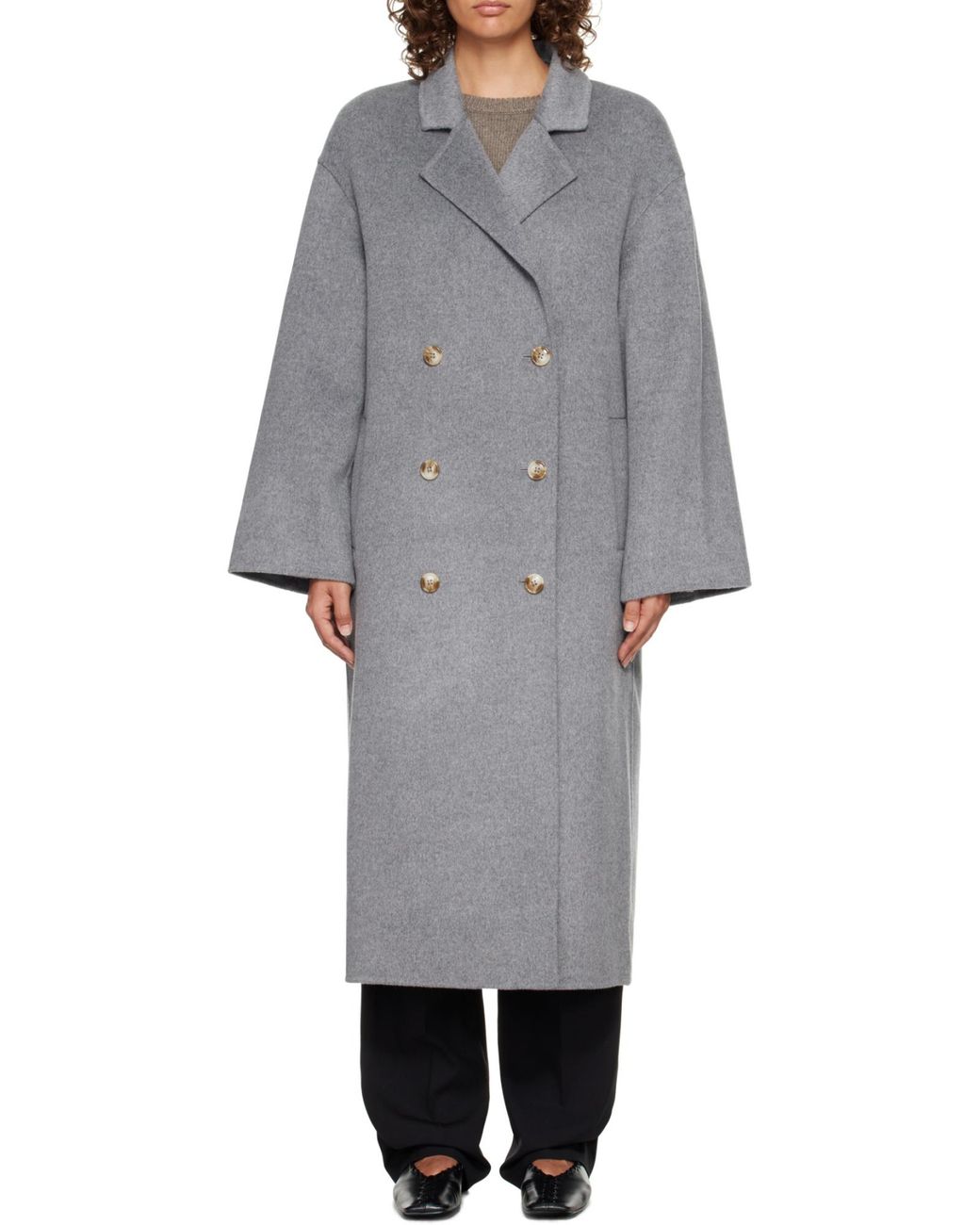 Loulou de Saison Gray Borneo Double-Breasted Coat