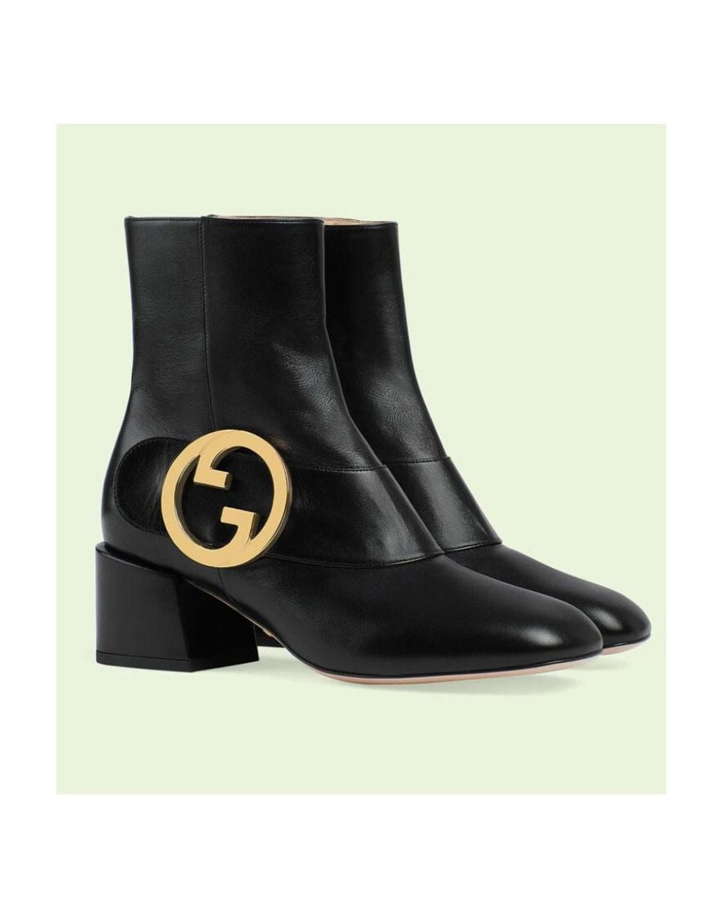 Gucci Black Blondie Logo-Plaque Ankle Boots