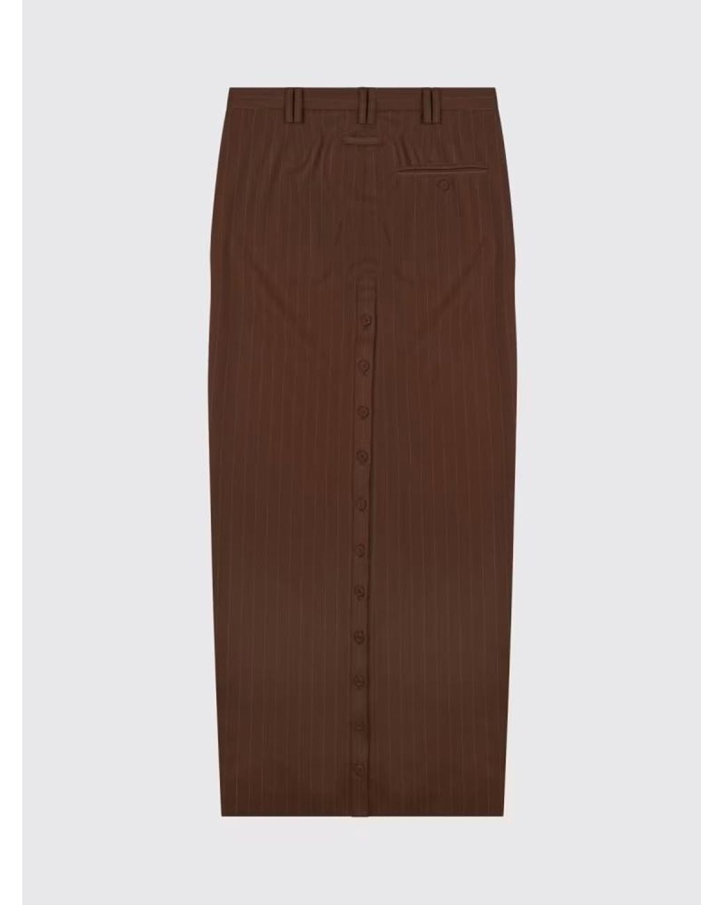 Jean Paul Gaultier Brown Pinstriped Button-Front Skirt