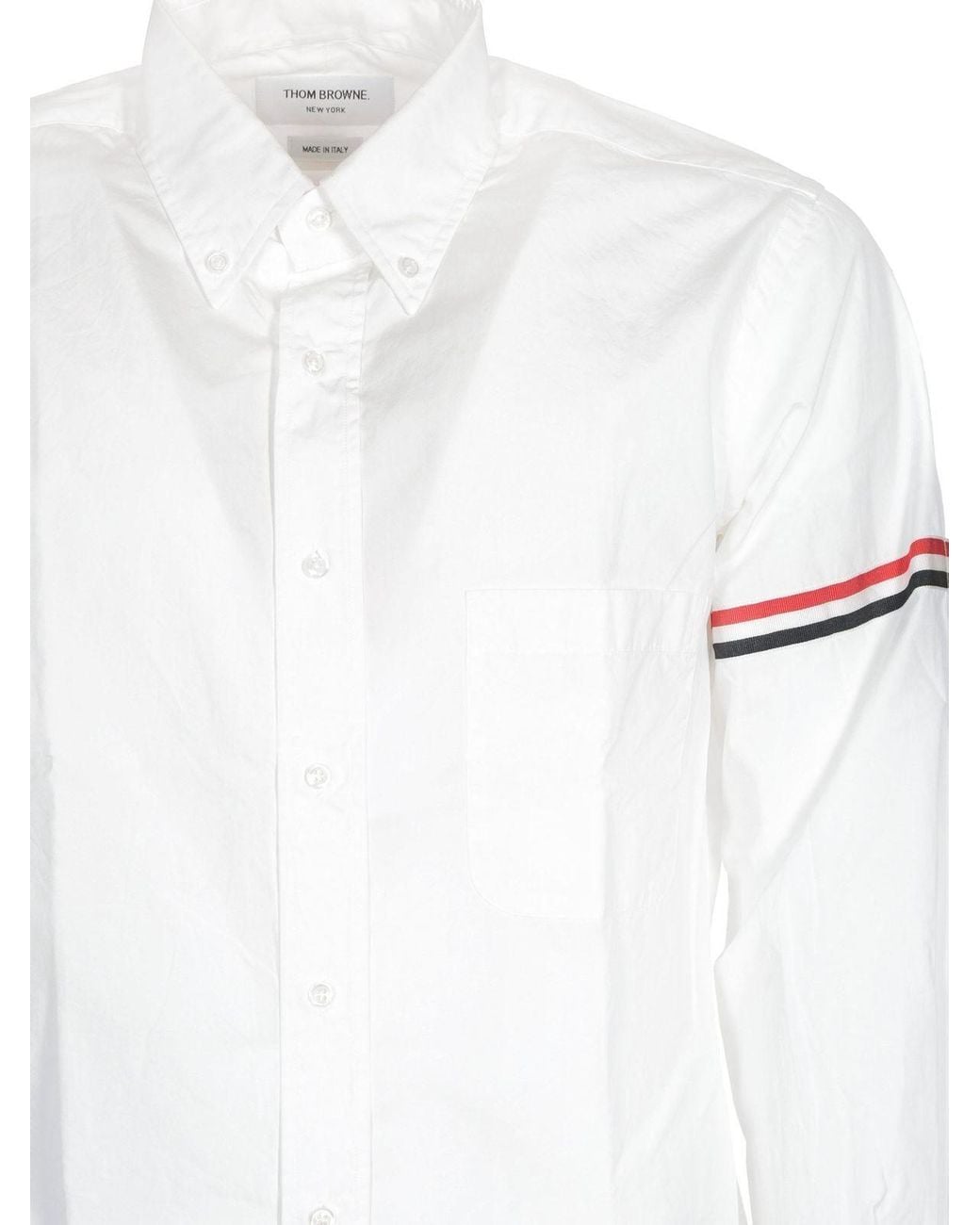 Thom Browne White Rwb Striped Long-Sleeved Shirt for men