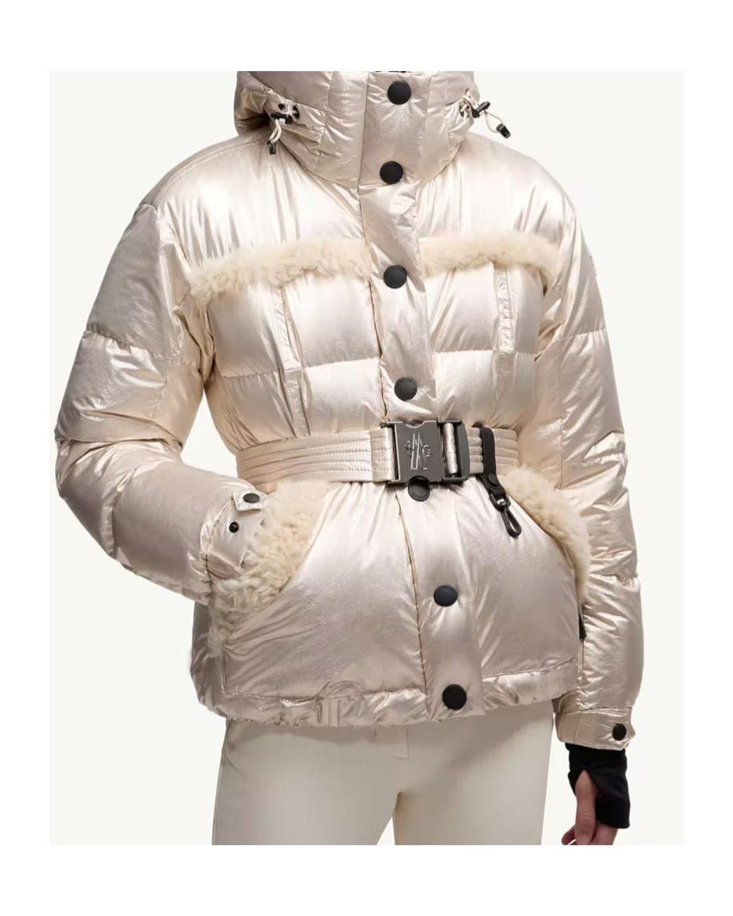 Moncler Natural Grenoble Mondim Metallic Hooded Down Ski Jacket
