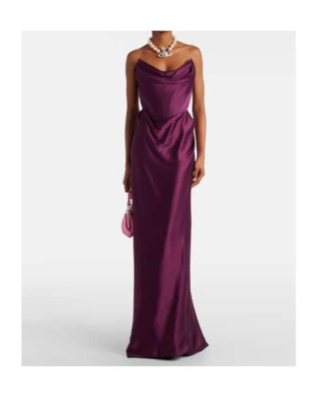 Vivienne Westwood Purple Galaxy Draped Crêpe Satin Bustier Gown